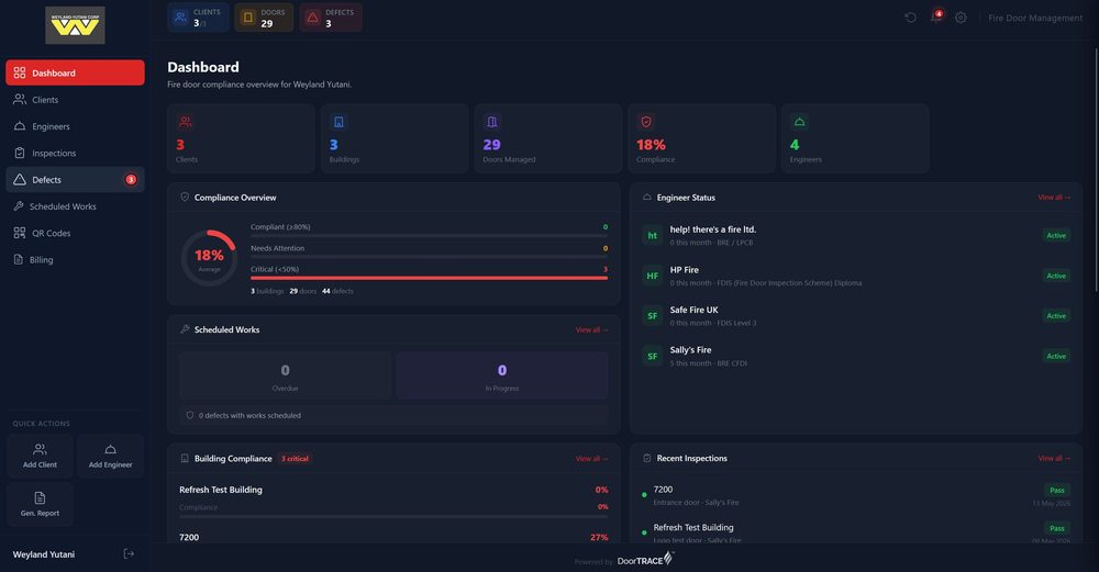 DoorTRACE Portal - Dashboard
