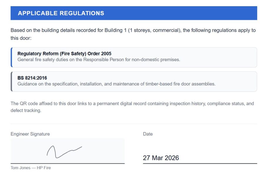 Engineer signature and applicable regulations