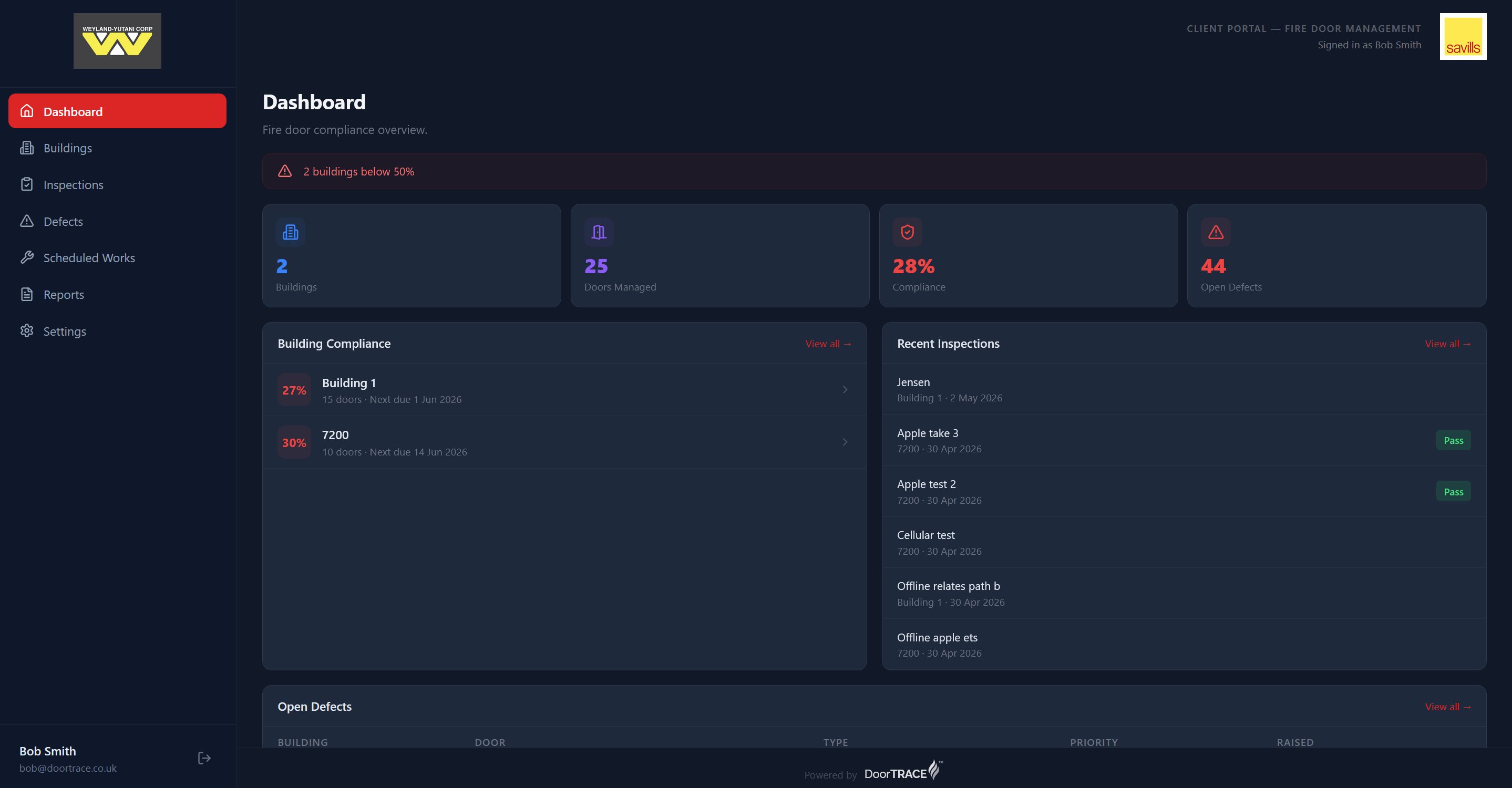 DoorTRACE Client Portal
